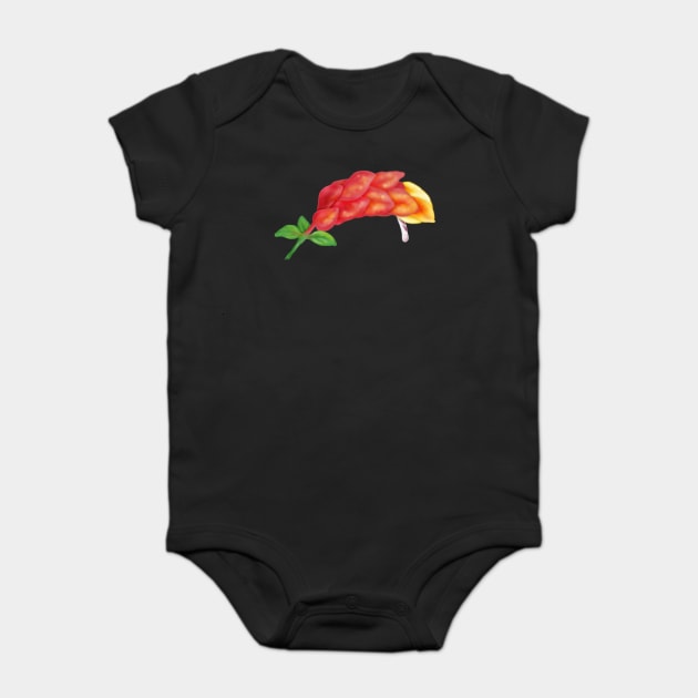 Pink Shrimp Plant Flower Digital Art Baby Bodysuit by H. R. Sinclair